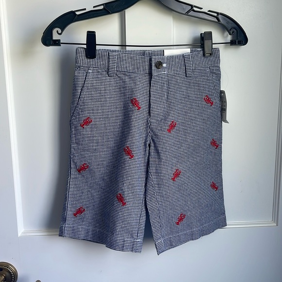 Brooks Brothers Boys Plaid Lobster Shorts - color: navy, white - size: 6 (boys) - Picture 1 of 5